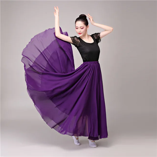 Костюм для девочек фламенко живота Женская танцевальная юбка для фламенко шифоновая юбка для танца живота - Цвет: Фиолетовый