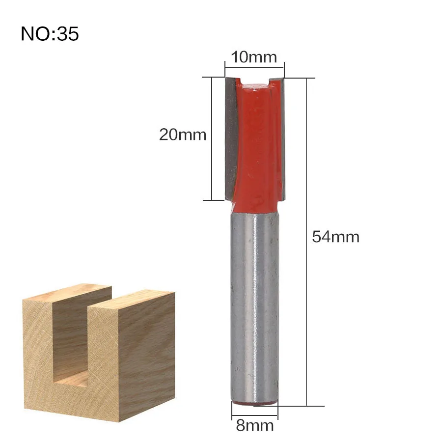 1 шт. 8 мм хвостовик древесины фрезы прямой концевой фрезы триммер очистки заподлицо отделка угловая круглая бухта коробка биты инструменты фрезерные Cutte - Длина режущей кромки: NO35