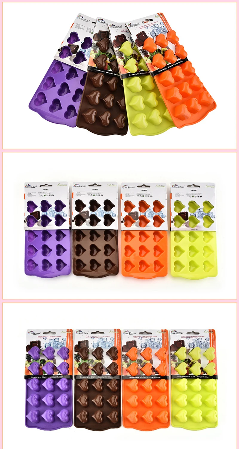  Cake Tools 15 Heart Shaped Food Grade Silicone Cake Mold Reusable Pudding Mousse Tiramisu Soap Mould Baking Tools (6)