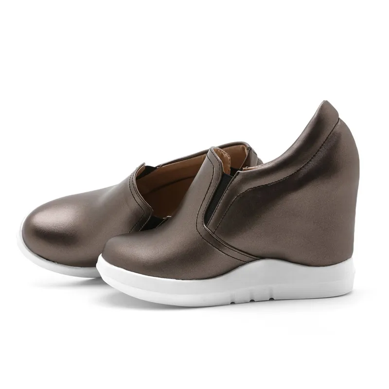 MEMUNIA/ г., Новое поступление, обувь на платформе-танкетке женские туфли-лодочки тонкие туфли из искусственной кожи с круглым носком удобная женская повседневная обувь с закрытым носком