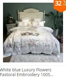 Sale Champagne Blue White Luxury Royal Embroidery 100S Egyptian Cotton Palace Bedding Set Duvet Cover Bed sheet/Linen Pillowcases 2