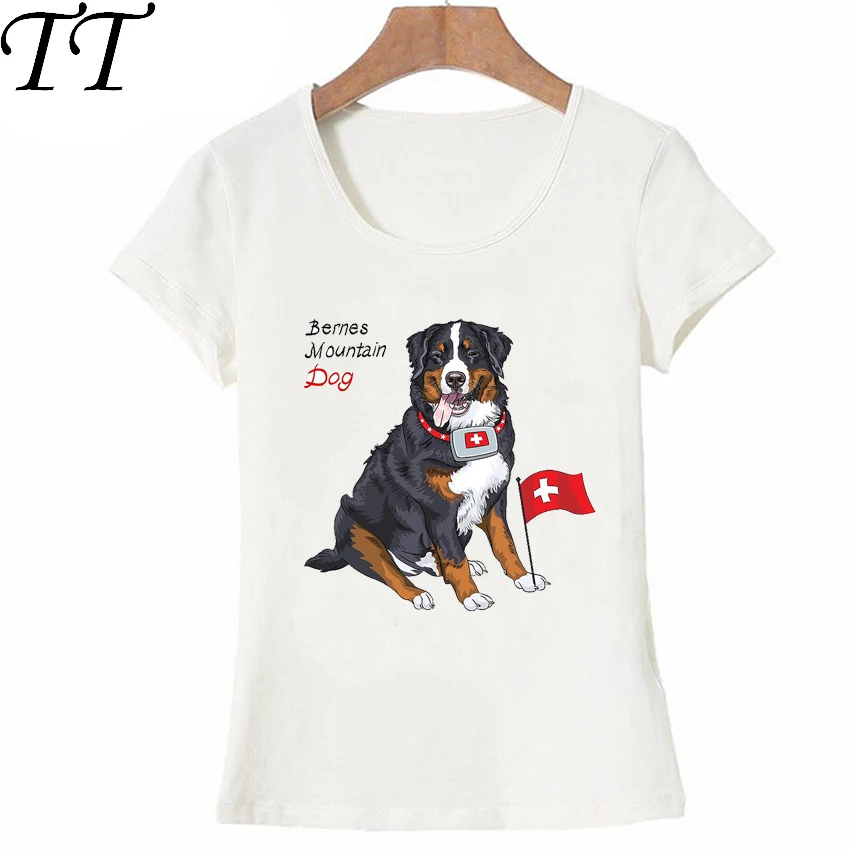 Футболка с надписью I Love My Bernese mountain dog | Женская одежда