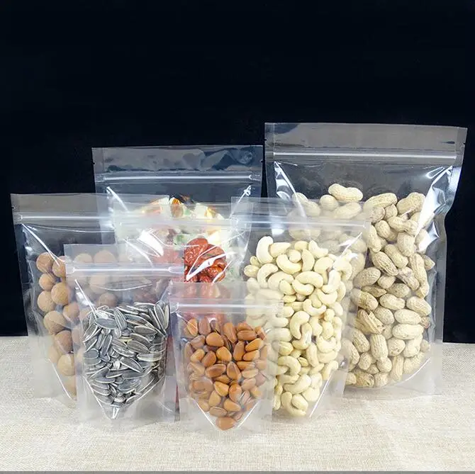 Large Zip lock clear plastic bag Stand up Gift dried food