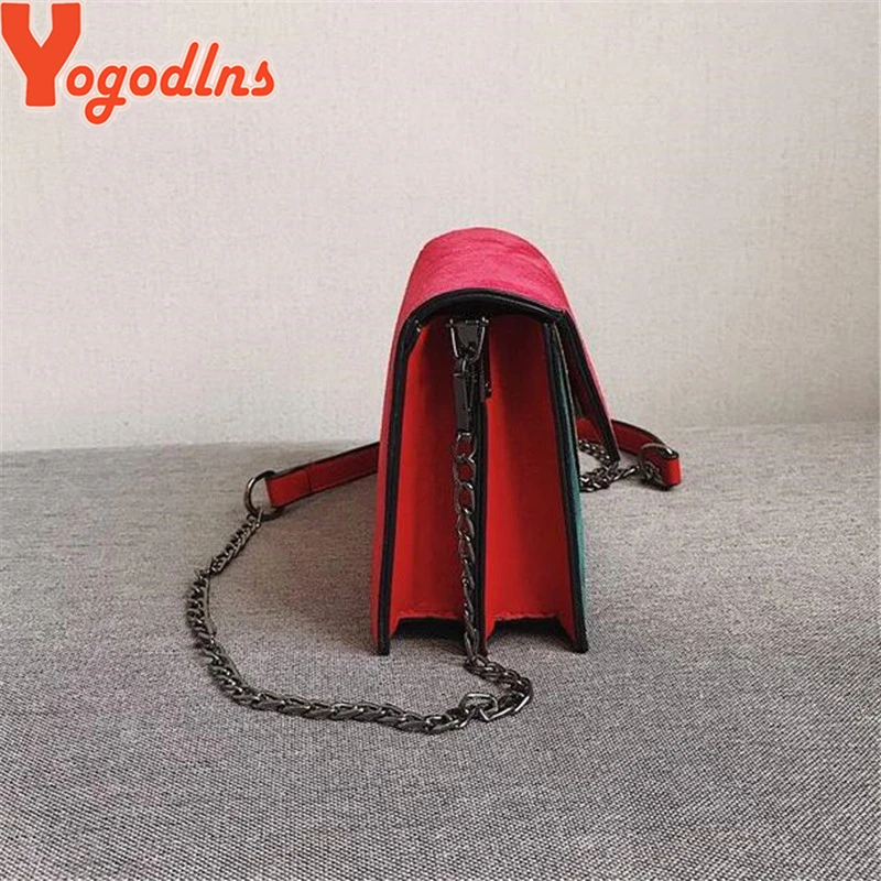 Yogodlns الرجعية ماتي خليط أكياس Crossbody للنساء حقيبة ساع سلسلة حزام حقيبة كتف سيدة صغيرة رفرف كريسس-حقيبة مقصية