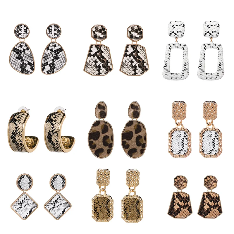 Винтажные висячие серьги FASHIONSNOOPS из змеиной кожи для женщин большие эффектные