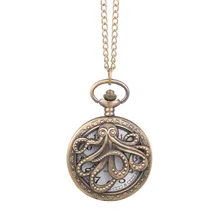 Стимпанк Осьминог полые Half Hunter кварцевые карманные часы цепочки и ожерелья подвесной ожерелье часы для детей, мужчин и женщин reloj