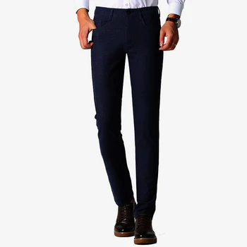 

Men's Casual Business Pants High Quality Straight Long Trousers Plus Size Black Khaki Male Elastic 2019 Autumn Casual Pants