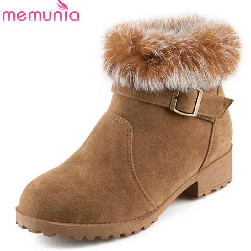 

MEMUNIA 2019 new arrival winter snow boots round toe zipper ankle boots for women comfortable square heels casual shoes woman