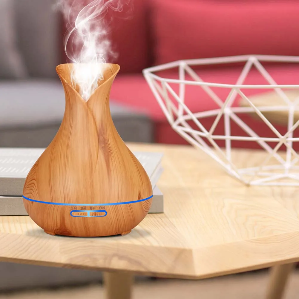 

Hot New 400ml Essential Oil Diffuser Ultrasonic Air Humidifier Wood Grain 7 Colors Change for Office Home HY99 JY23