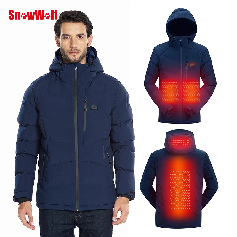 

2018 New Men Hiking Winter Outdoor USB Infrared Heating Hooded Jacket Electric Thermal Clothing Coat For Sports Climbing Hiking