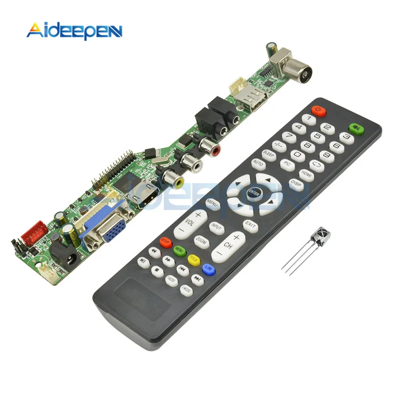 

Universal Digital Signal TV LCD Controller Board VGA/HDMI/AV/TV/USB HDMI Interface Driver Board 3.3V/5V/12V With Remote Control