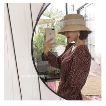 01902-shuxi Новая летняя французская элегантная плоская Женская кепка из рафии ручной работы женская шляпа для отдыха