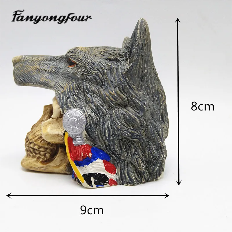 3D Волк череп силиконовая форма для выпечки торт плесень смолы гипса шоколадная Свеча Конфеты Плесень
