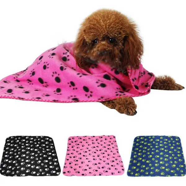 

Hot Selling Pet Dog Cat Paw Printed Fleece Cozy Couture Blanket Mat Lovely Design Pet Clothing