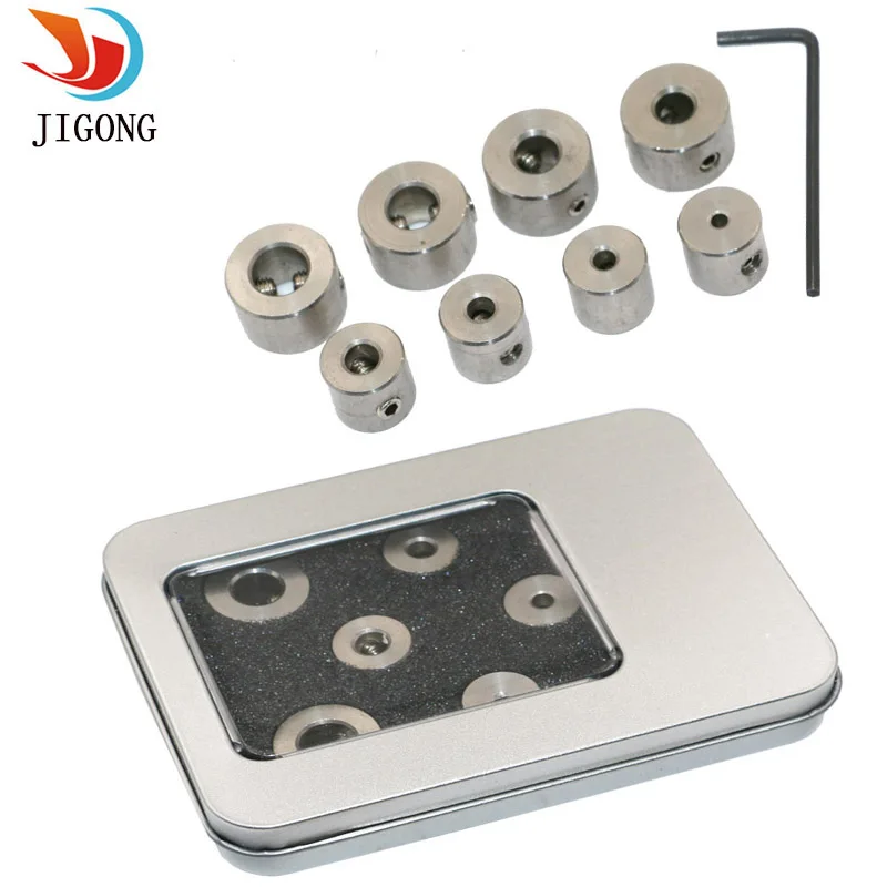  JIGONJ 9pcs/set woodworking drill stopper positioning stop ring Drilling depth controller Stainless