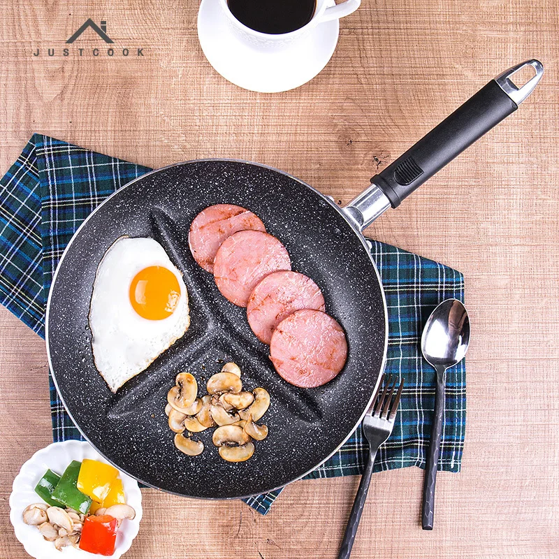 Justcook 26 CM Breakfast Frying Pan Non Stick 3 in 1 Frying Pans No Oil smoke Gas Cooker For