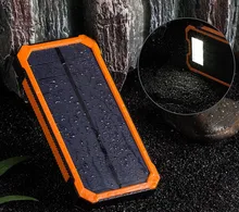 Solar Power Bank Dual USB Power Bank 20000 mAh Waterproof PowerBank Bateria External Portable Solar Panel with LED Burgundy