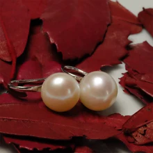 925 plata de ley pendientes de las mujeres Accesorios de joyería de Perlas de Agua Dulce Del Pendiente para las mujeres 2017 nuevos Pendientes para el regalo De Navidad