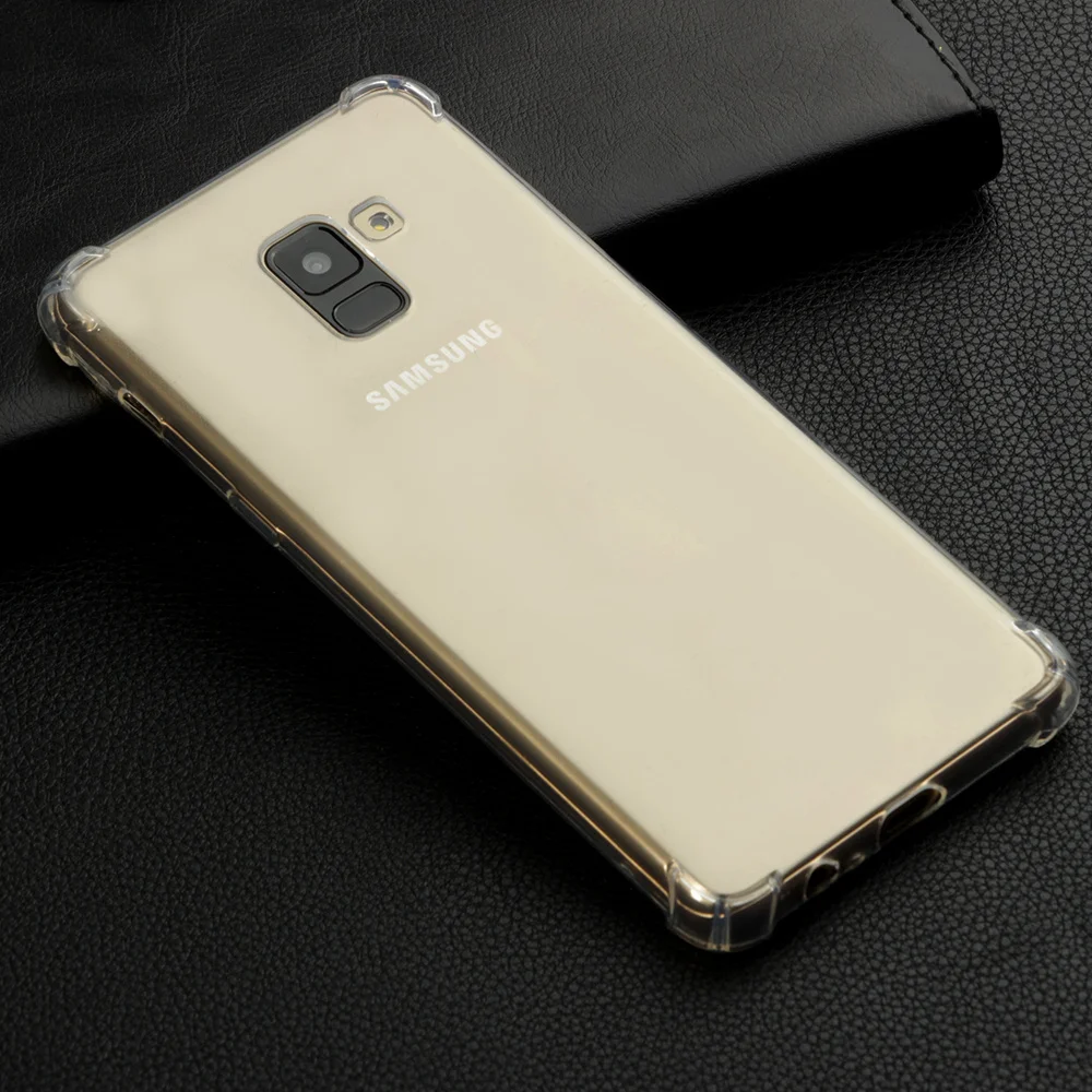 High quality transparent reinforced Anti-falling Soft Silicone phone case For Samsung Galaxy A8+ A8 Plus 2018 coque funda cover |