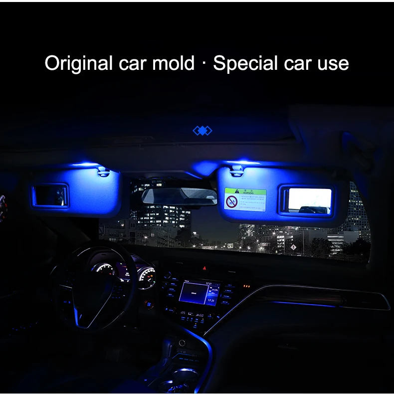 QHCP автомобильный косметический зеркальный светильник, задний багажник, лампа белого, голубого цвета, светодиодный светильник, аксессуары для интерьера, специально для Toyota Camry