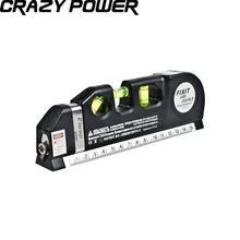 Crazy Power Genuine Laser Level Wire Infrared Multipurpose Level Laser Horizon Vertical Measure Tape Aligner Bubbles Ruler