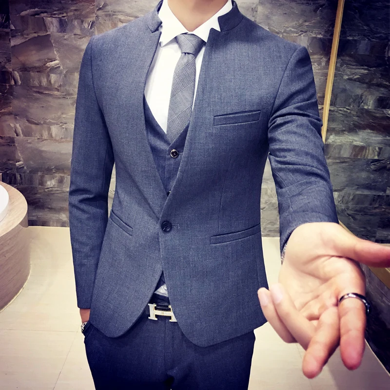 Mariage Gris Costume Gilets2018 Gora De D'affaires 3 Robe hauts Hommes Smoking Cadeaux Pantalon Pour Homme Qualité Slim IEDWH92
