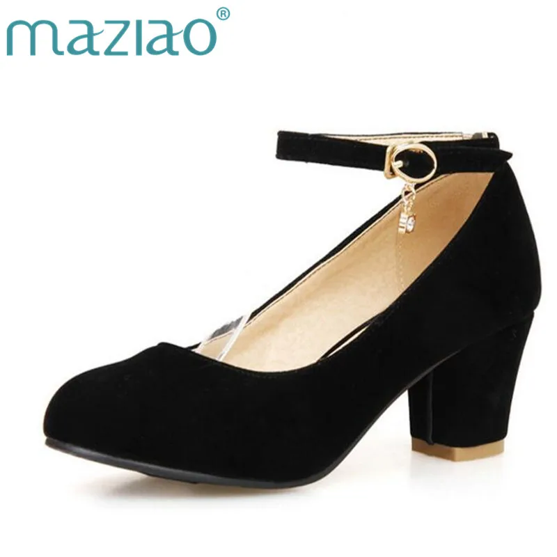 

MAZIAO spring red size 32 33 small round toe medium heeled shoes banding bandage 41 42 43 thick square heel wedding shoes women