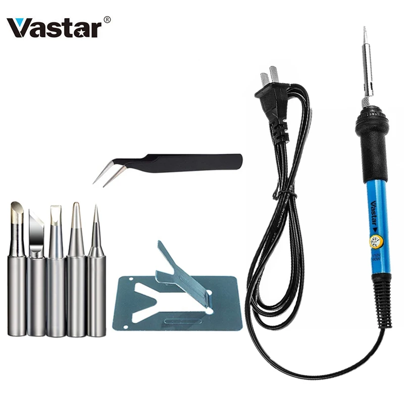

Vastar Adjustable Temperature 60w 110v Soldering Iron Kit Desoldering Pump Soldering Iron Stand Tweezers with EU UK US Plug