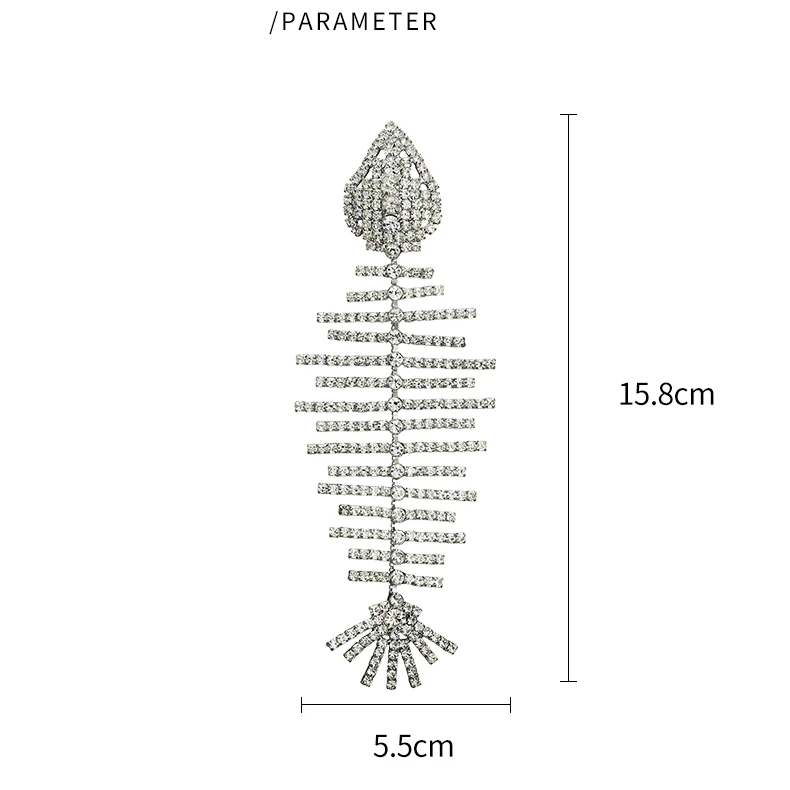 Блестящие Стразы Подвески в виде рыбьей кости Висячие серьги для женщин модные ювелирные изделия бохо Макси массивные серьги аксессуары Лидер продаж
