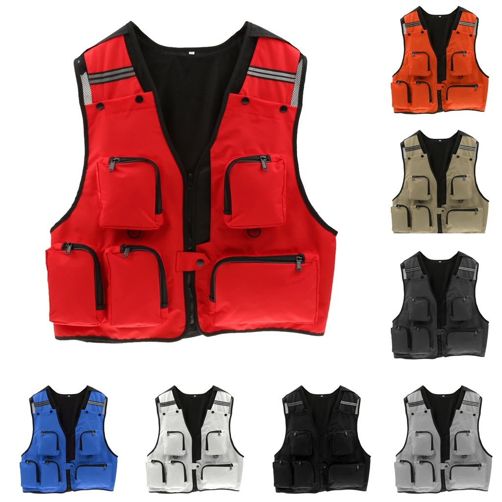 

Fly Fishing Mesh Vest Multi Pockets Reflective Sport Waistcoat for Outdoor Fishing Hunting 8 Colors XL/XXL
