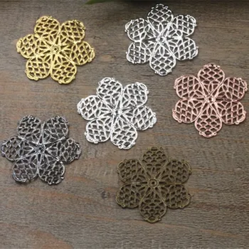 

28mm Copper 6 Colors Plated Filigree Hollow Flowers Connectors DIY Jewelry Findings cy1158