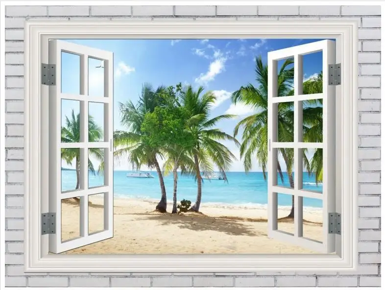 

3d photo wallpaper Custom High end 3d murals wallpaper for walls 3 d Outside the window beach scenery wallpaper bedroom decor