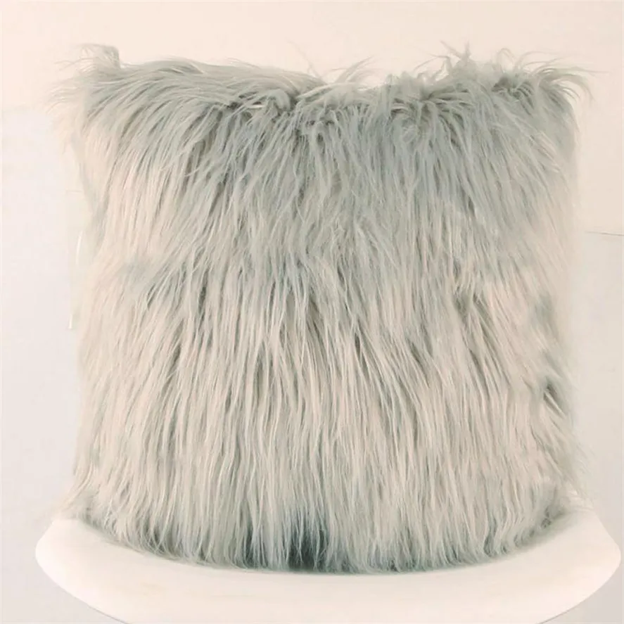 HOT 1PC Fashion Solid Plush Furry Throw Pillow Case Square Pillow Cases