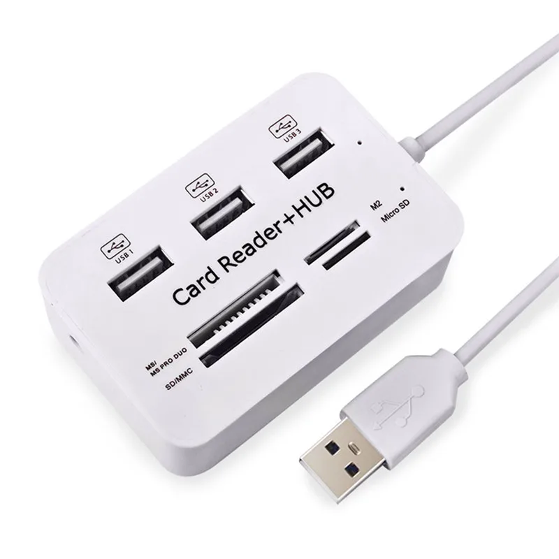 Multi USB 2 0 Hub 3 Ports With Card Reader USB Splitter 480Mbps USB Combo All 3