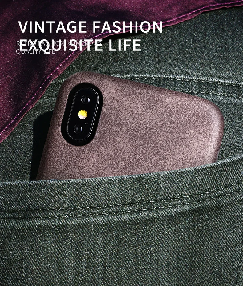 X-Level Luxury Leather Case For iPhone XSXS Max XR Original Ultra Thin iPhone X Back Cover Business Vintage Case For Apple 10  (3)