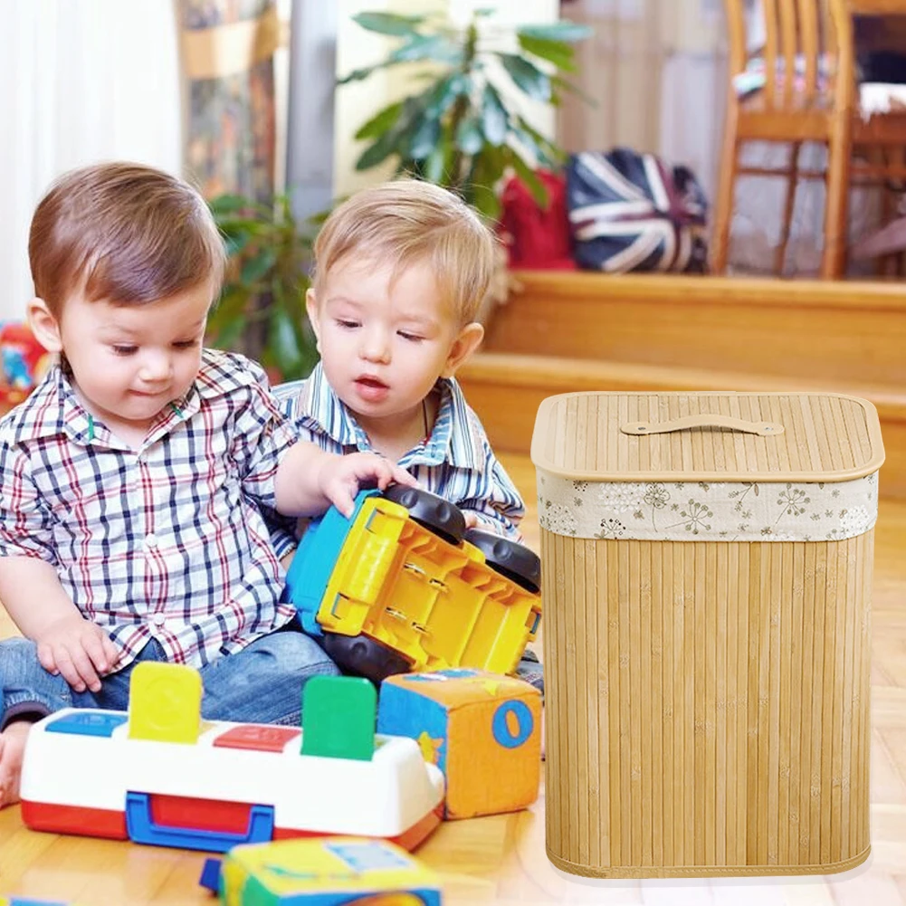 Бамбуковая складная корзина для белья, большой размер, игрушки для одежды, коробки для хранения для дома, экологическая корзина с крышкой