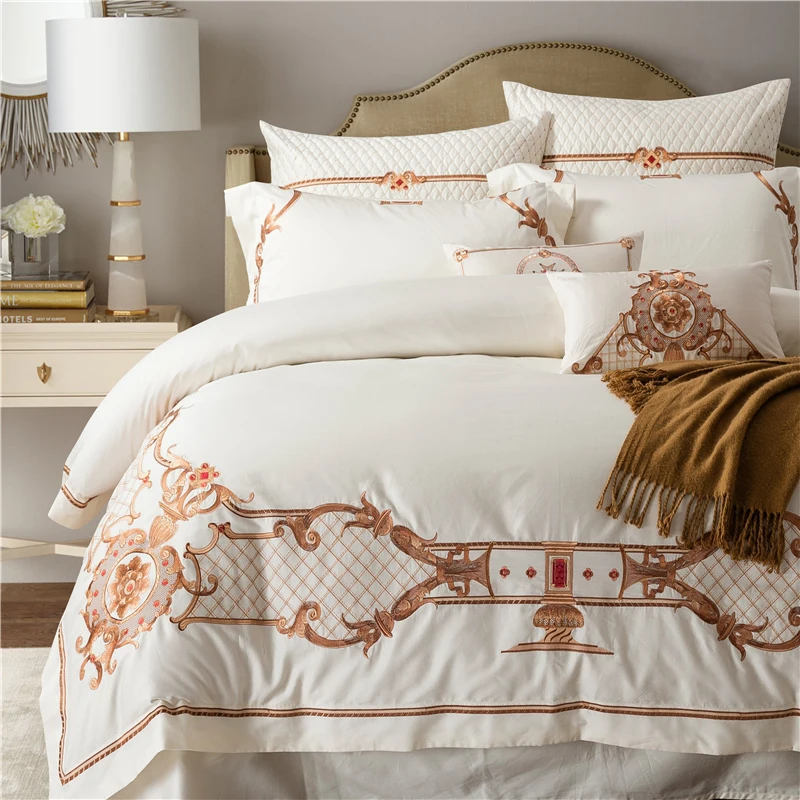 

4/6/8Pcs High TC Egypt Cotton Palace Art Bedding Set Luxury Embroidery Duvet cover set Bed Sheet Pillowcases Queen King size