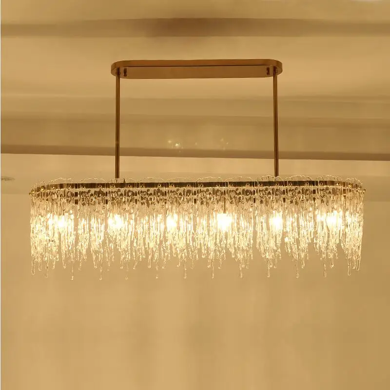 Современные прямоугольные столовая люстра лампа воды Водопад бар роскошь свет люстры дизайнер модель номер светодиодный лампы