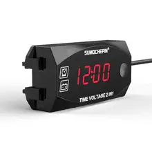 Для мотоциклов и автомобилей 6 V-30 V 2-in-1Panel цифровой Напряжение метр Дисплей вольтметр учета рабочего времени многофункциональная с цифровым Дисплей