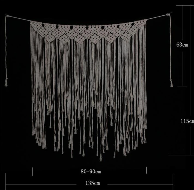 Wedding Decor Romantic Handmade Cotton Hanging Tapestry 1pcs Elegant Tassles Wall Tapestry Bohemian Style 135*115cm Tapestry