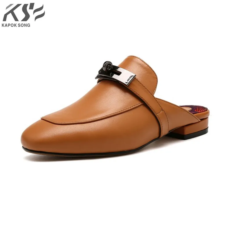 

kelly belt sandals women really genunie leather luxury designer women metal chain slippersummer shoes lady slide sandals