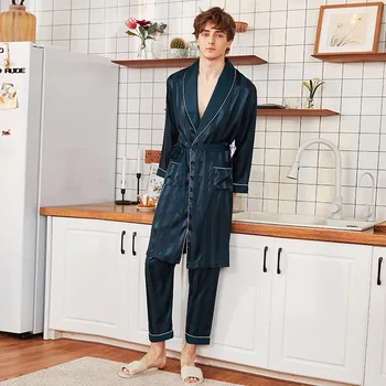 

New Men's Spring Robe Bathrobe Yukata Male Rayon Kimono Bath Gown Nightgown Sleepwear Sleepshirts Pijama Mujer L-XXL