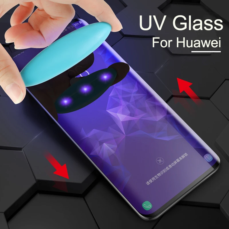 UV Glue Sceen Protector For Huawei Honor 8X Liquid UV Tempered Glass Mate 20 Pro P20 Mate 10 Pro