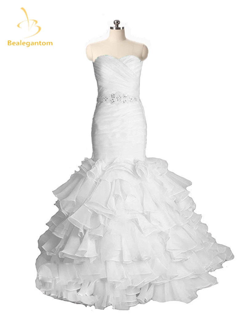 

Bealegantom Sexy White Mermaid Evening Dresses 2017 Organza Beaded Crystals Formal Prom Party Gown Vestido De Festa QA1173