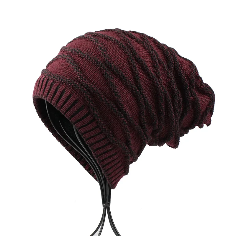 [FETSBUY] Winter Beanie Bonnet Hat Men Warm Knitted Wool Solid Cap Women Double Layer Thick Skullies Hip Hop Muts Gorros 18008