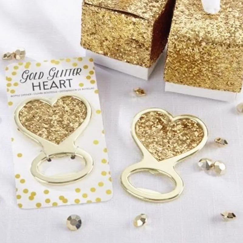 wedding party favor gifts and giveaways for guests Gold Glitter Heart