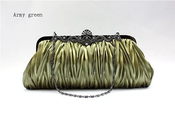Золотая китайская женская сатиновая сумка клатч вечерние свадебные вечерние сумочки Сумочка для макияжа 7385-B - Цвет: Армейский зеленый