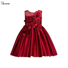 ; Новые Вечерние платья для маленьких девочек; праздничное платье принцессы без рукавов с объемными цветами; детская одежда