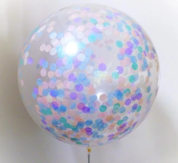 Confetti Balloon Giant Pastel Pink Blue Mint Peach 60cm clear latex