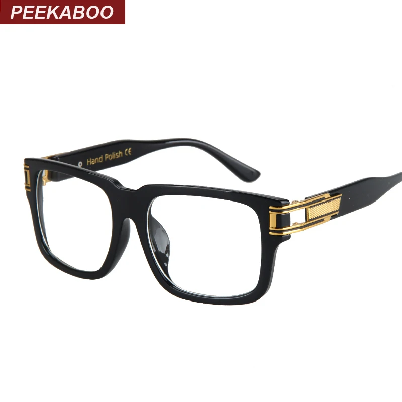 Peekaboo New big square mens eyeglasses brand frames high quality black clear luxury eye glasses